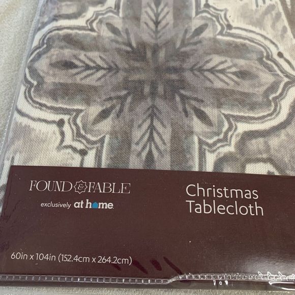 Christmas Tablecloth Snowflake Stars Grey Fiesta Party Rectangular Dinner 60x104 - Picture 6 of 10